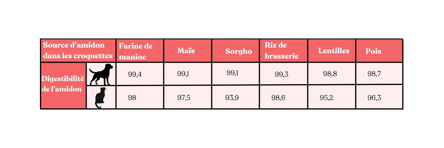 Digestibilité des glucides pour les chats et chiens